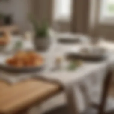 Table setting demonstrating practical use of linen cloth