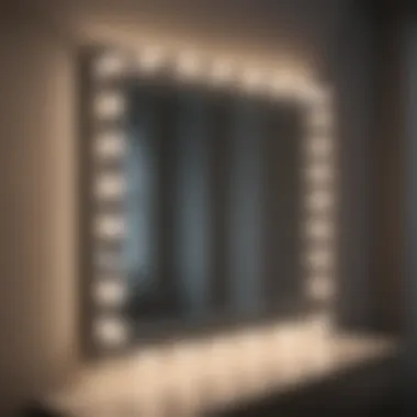 Close-up of LED lights integrated within a mirror frame.