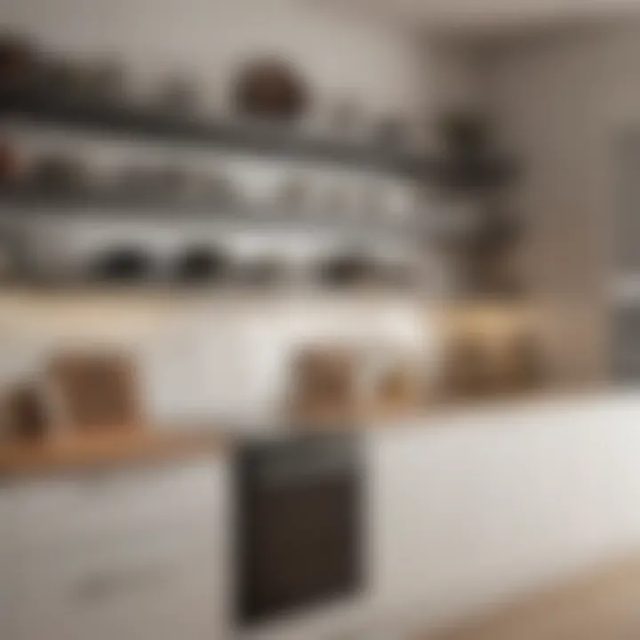 Elegant dish storage shelf in a modern kitchen setting