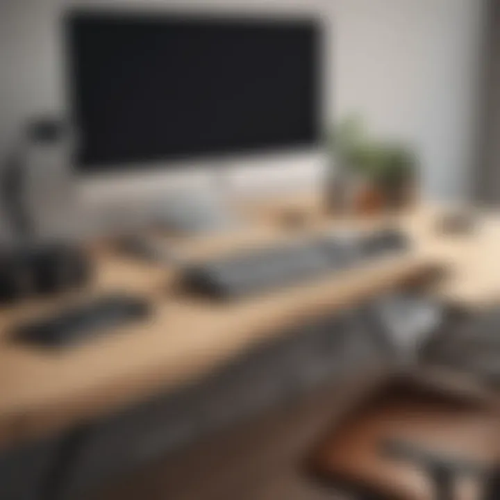 Ergonomic desk setup incorporating under desk wire management