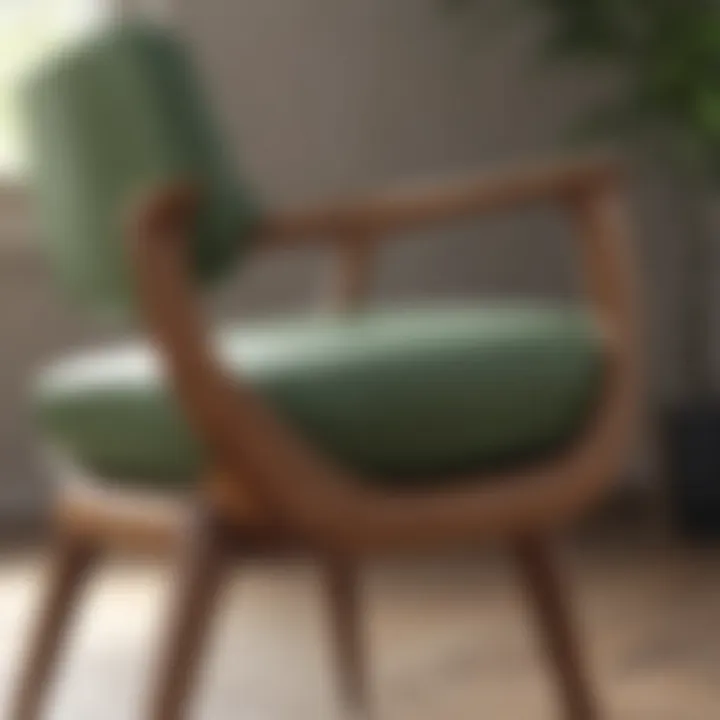 Close-up of a distinctive mid-century chair design, highlighting craftsmanship and materials.