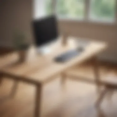 Elegant small wooden computer table showcasing minimalist design