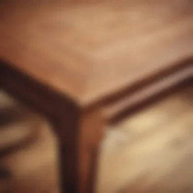 Close-up of a beautifully crafted wooden table highlighting grain patterns