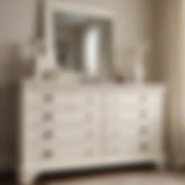 Stylish white cream dresser with decorative accents