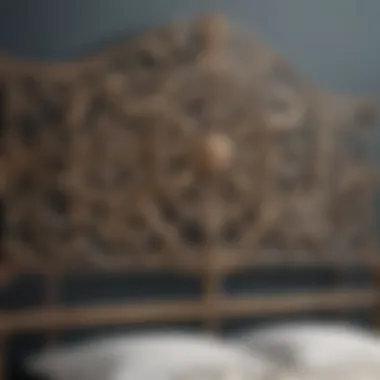 Artisan-made metal headboard with intricate designs