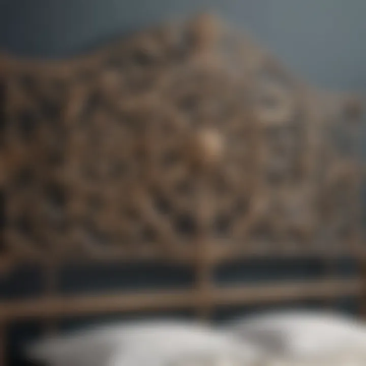 Artisan-made metal headboard with intricate designs