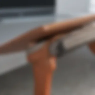 Close-up view of innovative materials used in foldable standing desks, highlighting texture and durability.