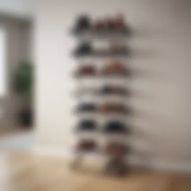 Sleek minimalistic shoe rack with open shelving