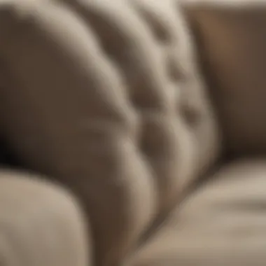 Close-up of armless L-shaped sofa fabric and texture