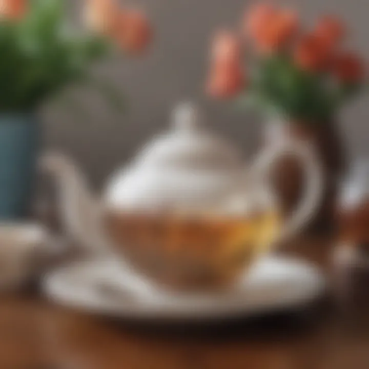 Aesthetic arrangement of single cup teapot with tea accessories