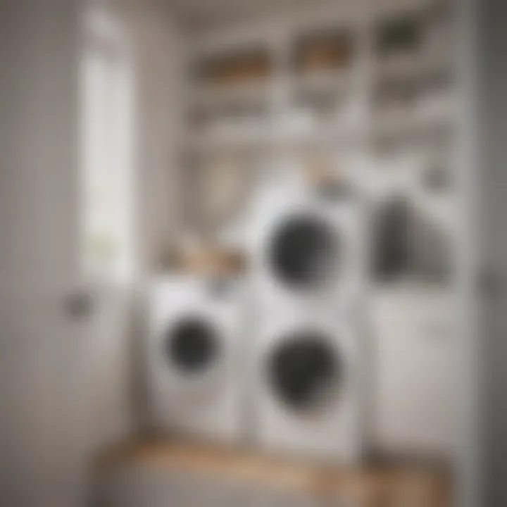 Compact portable washer dryer rack in a modern apartment