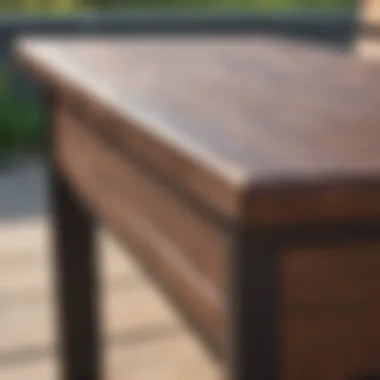 Close-up of durable materials used in weather-proof storage benches